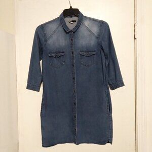 BDG 100%Cotton Med Wash Long Denim Button Down Shirtwaist Dress /Tunic Top SzM